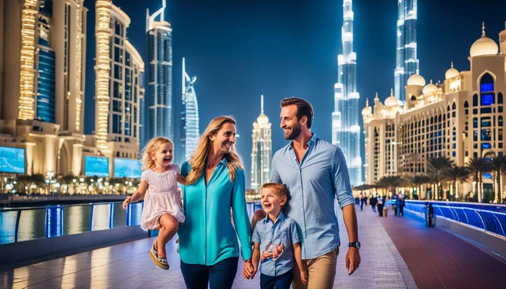 Promenades nocturnes en famille à Dubaï