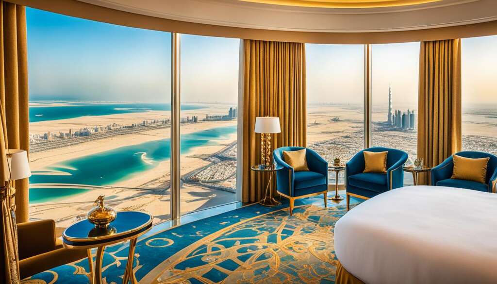 Vue sur Dubaï depuis les suites de luxe du Burj Al-Arab