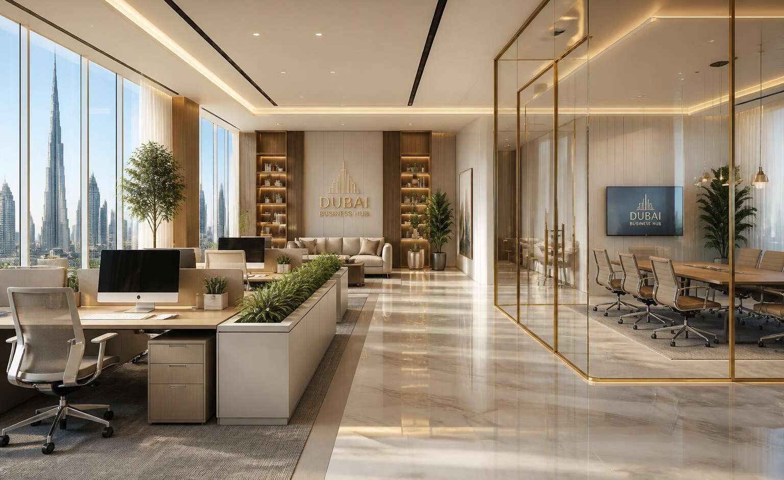 Décoration de bureaux professionnels à Dubaï : circulation, image et confort sans compromis