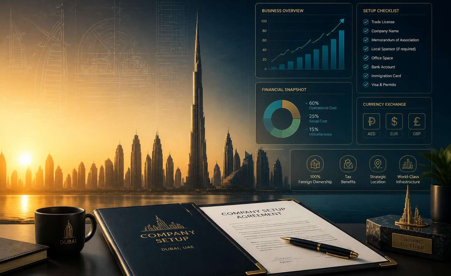 Implantation d’entreprise à Dubaï : 375 000 AED, Free Zone, Mainland et les coûts à ne pas sous-estimer