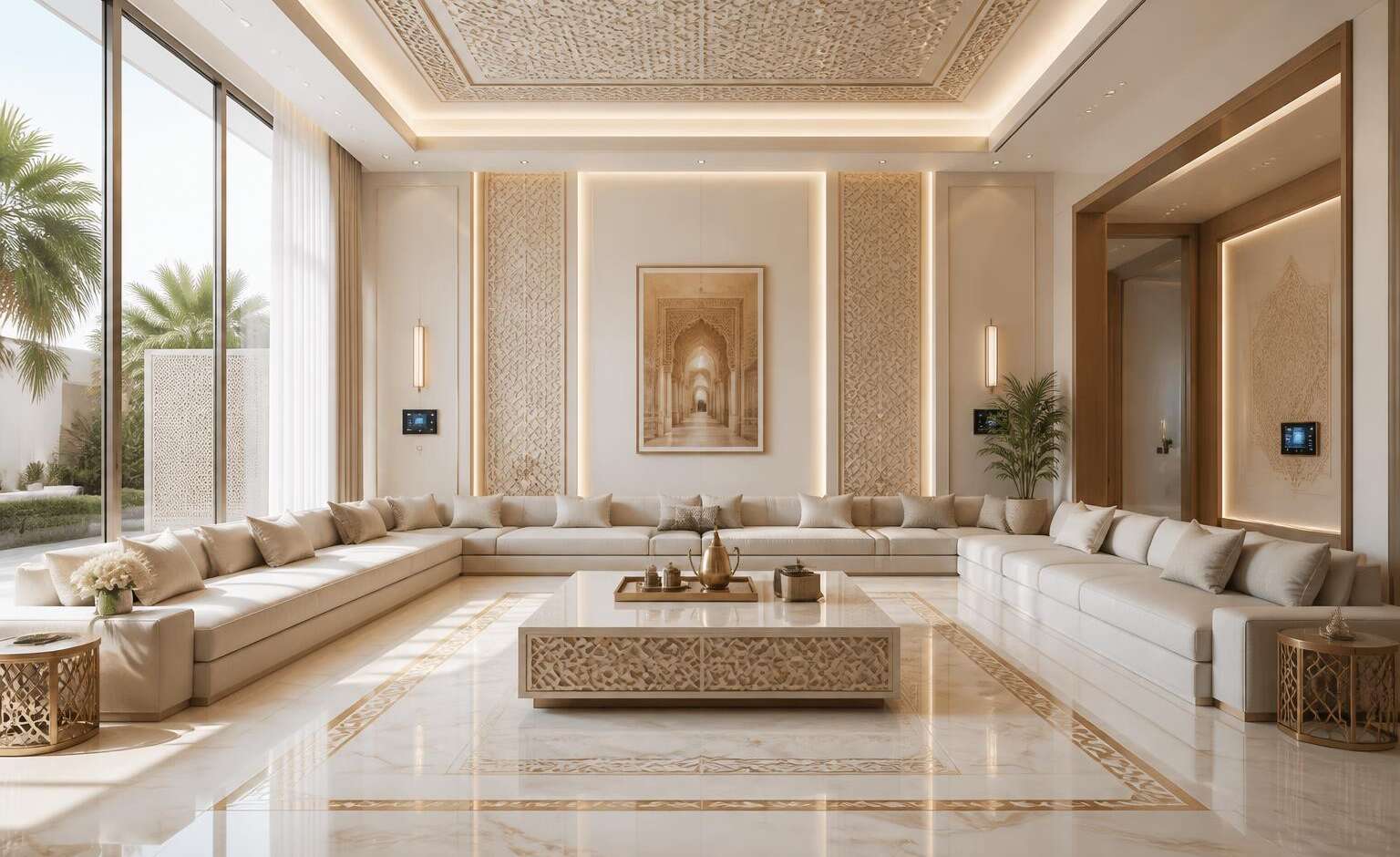 Villas de luxe à Dubaï : marbre frais, majlis contemporain et domotique invisible