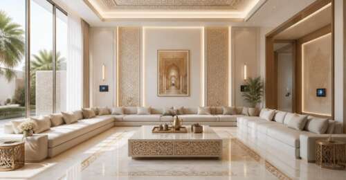 Villas de luxe à Dubaï : marbre frais, majlis contemporain et domotique invisible