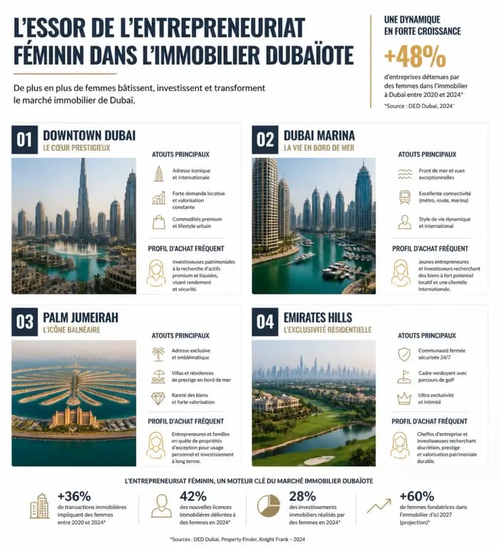L’essor de l’entrepreneuriat féminin dans le secteur immobilier dubaïote : quartiers, profils d’acheteuses et critères de choix